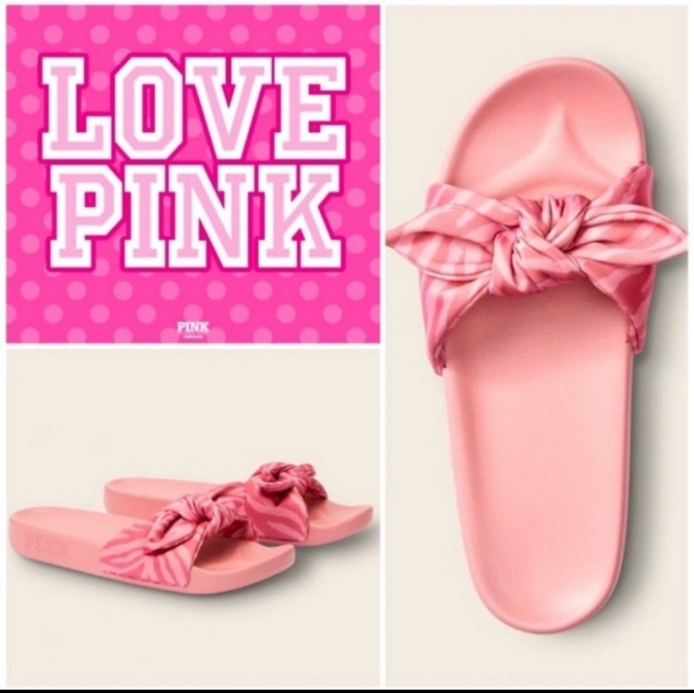 NWT VS PINK Satin Bow Slides